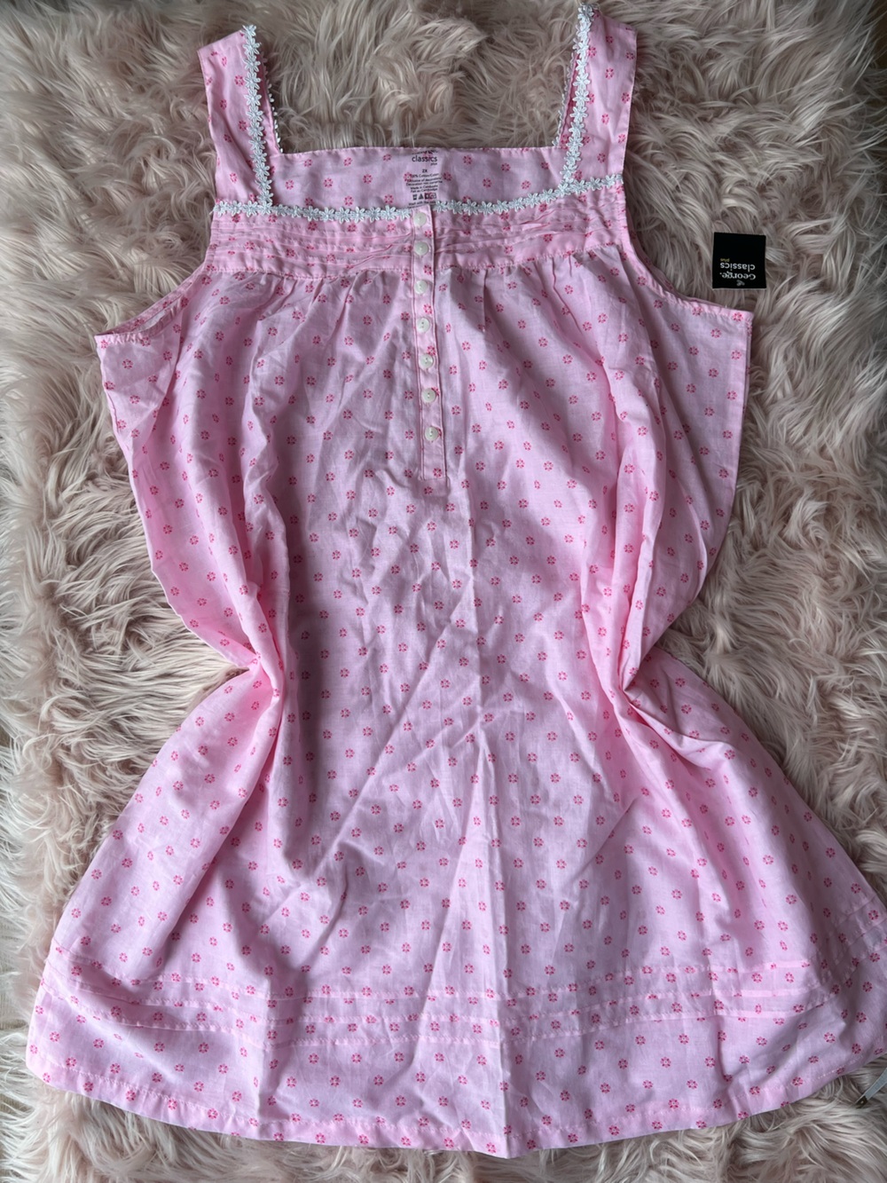 100% Cotton Plus Size George Pink Floral Cotton A-Line Night Dress NWT